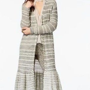 NWOT Free People Grey Smile Like You Mean It Stripe Knit Cardigan Duster . SMALL